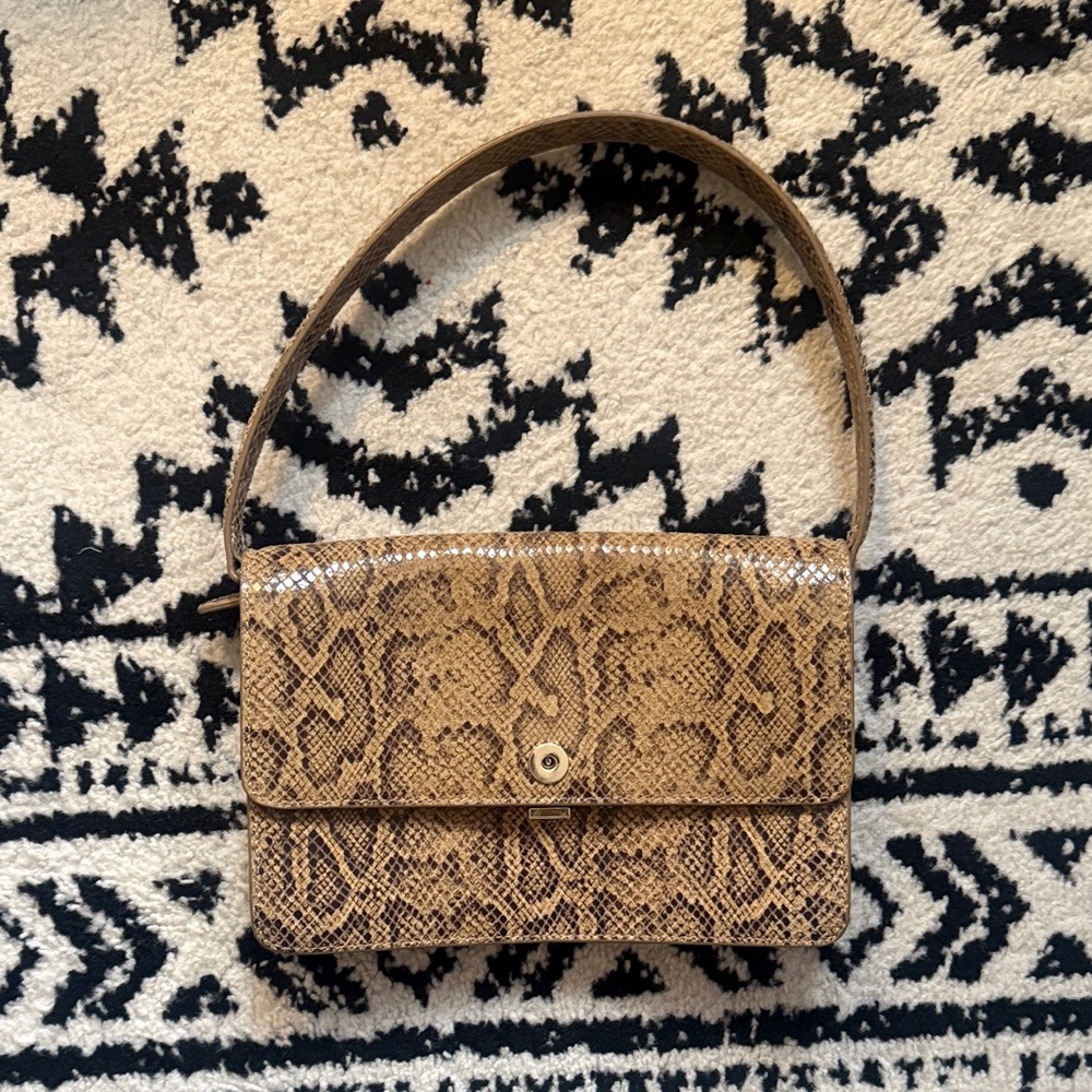 Loeffler Randall Snakeskin-Pattern Shoulder Bag in Brown